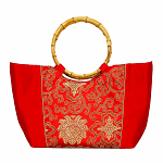 Tasche aus Seide mit Bambushenkel, Handtaschen, Asiatisch, 6799